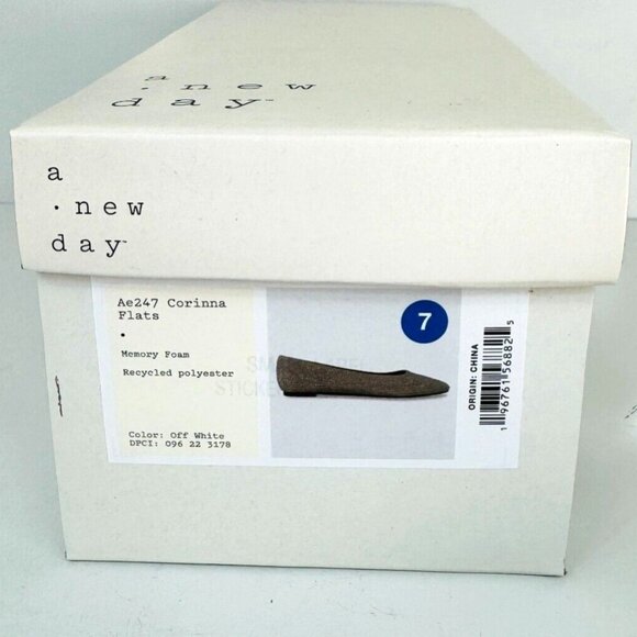 A New Day Rhinestone Flats Women’s Size 7 Off White AE247 Memory Foam Sole - Picture 8 of 8